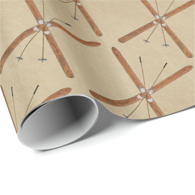 De Presente Skis Entre Países Em Papel Antigo (Ponta do rolo)