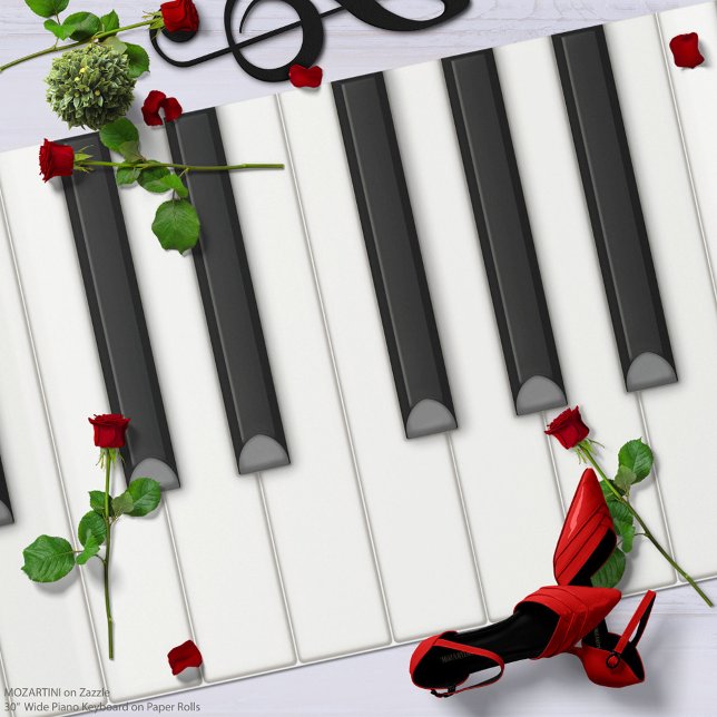 De Presente Teclado Piano Gigante em um Papel (branco) (A big paper piano keyboard that is 30 in. tall and 6 ft. - 60 ft. long for crafts and decorating)