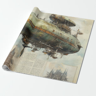 De Presente Vintage Steampunk Zeppelin (7) Papel Tecido