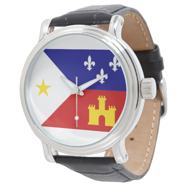 De Pulso Bandeira Cajun Acadiana com Relógio Virado (Angular)
