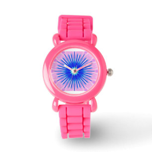 De Pulso dandelion azul em relógio rosa