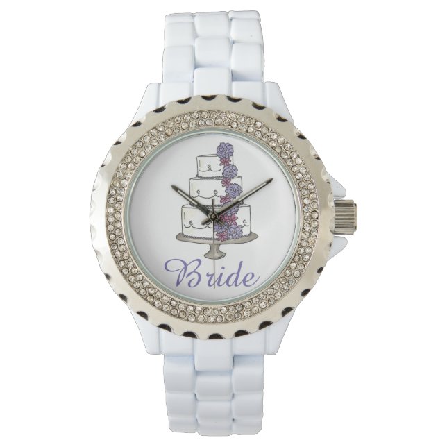 De Pulso Fosco Rosa Rosa Casamento Noiva Bolo Relógio Brida (Frente)