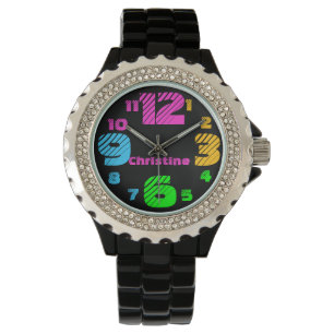 De Pulso Números Néon Chunky - Relógio Negro feminino