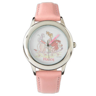 De Pulso O relógio COR-DE-ROSA personalizado da menina com