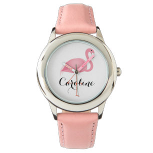 De Pulso O relógio da menina cor-de-rosa do flamingo