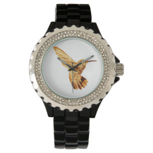 De Pulso O relógio Dourado das mulheres do colibri