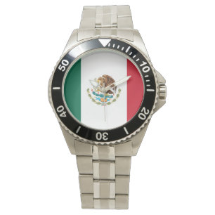 De Pulso Relógio da bandeira mexicana (inoxidável)