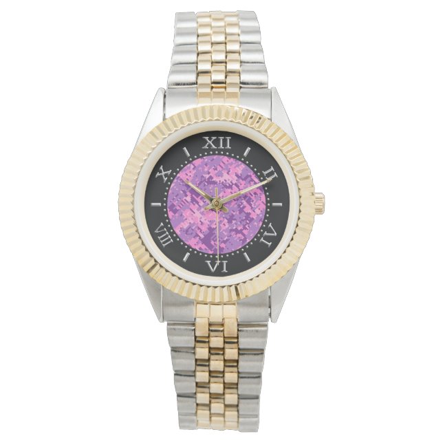 De Pulso Relógio Digital Feminino Rosa com Camuflagem no Mo (Frente)