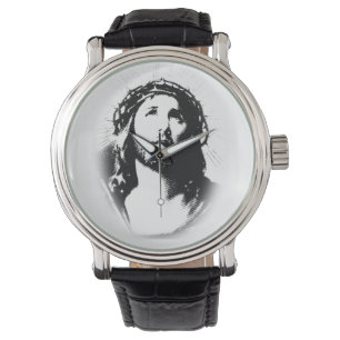 De Pulso Relógio do estêncil da cara do Jesus Cristo