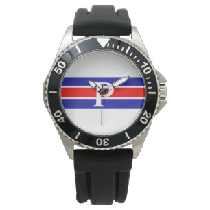 De Pulso Relógio em Branco Azul e Vermelho com Strike