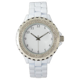 De Pulso Relógio Feminino Branco com Strass