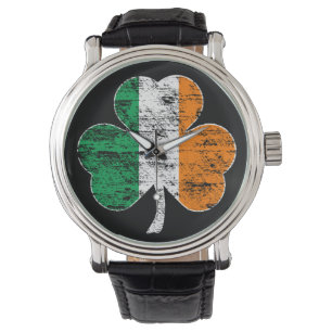De Pulso Relógio irlandês afligido vintage do trevo da