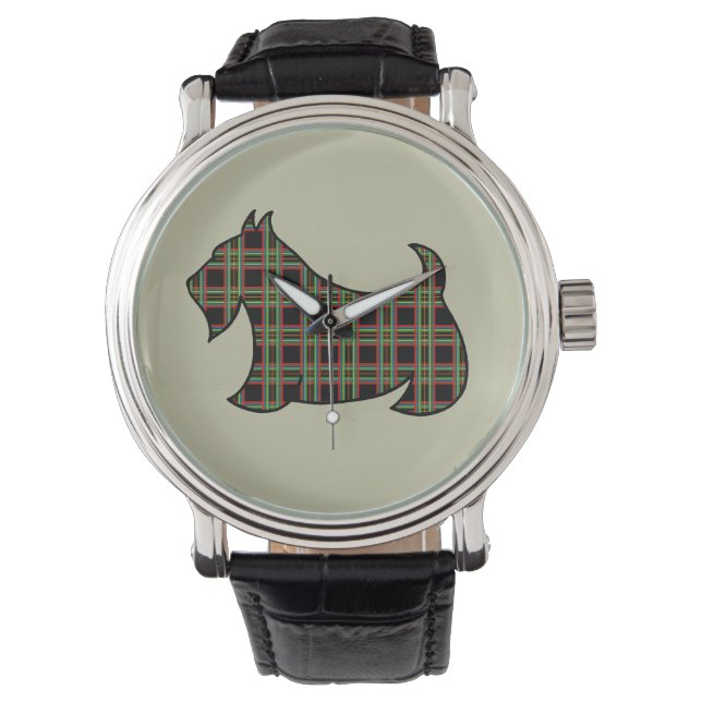 De Pulso Relógio Plaid Scottish Terrier (Frente)