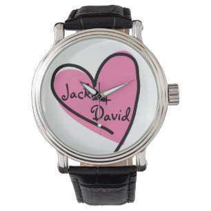 De Pulso Relógio Retroativo do Fraço do Coração Rosa