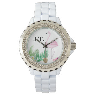 De Pulso Relógio tropical personalizado do flamingo