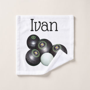 De Rosto Ivan Name With Lawn Bowls Design, Mão Toalha