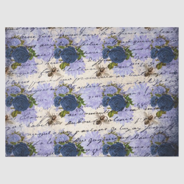 De Seda A Série Blue Bee Design 11 Papel Tissue (Frente )