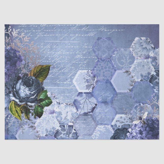 De Seda A Série Blue Bee Design 9 Papel Tissue (Frente )