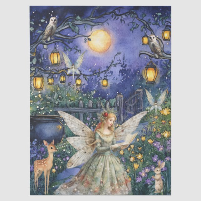 De Seda Animais Encantados da Floresta & Papel Decoupage d (Frente )