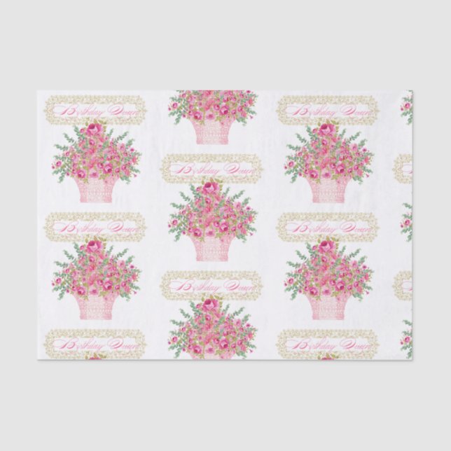 De Seda Aniversário Rainha, Feliz Aniversário Papel Tecido (Frente )