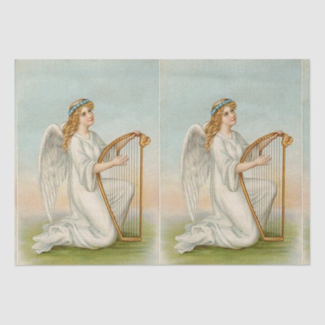 De Seda Anjo com Papel Tecido Harp (Frente )