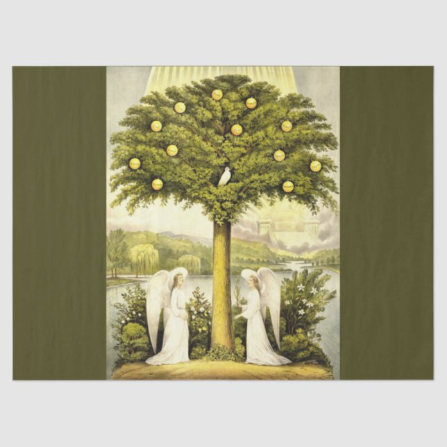 De Seda anjos vezes papel tecidular passado (Frente )