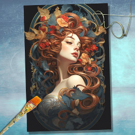 De Seda Art Nouveau Mulher 7 - Papel Decoupage