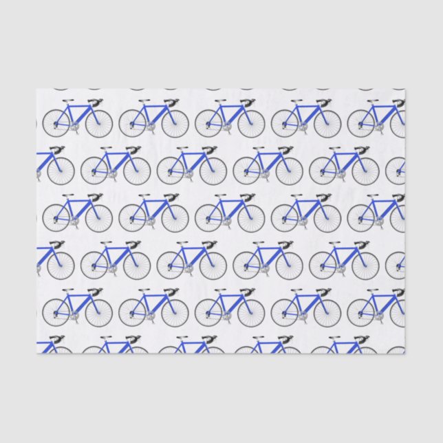 De Seda Bicicleta Azul no Papel Branco (Frente )