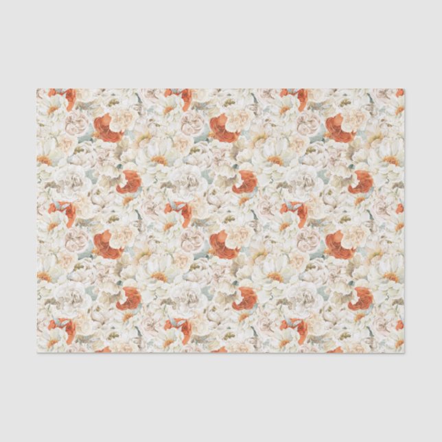 De Seda Boho Floral Greenery | Papel Tissue Personalizado (Frente )