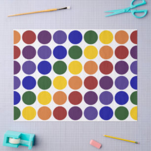 De Seda Bolinhas arco-íris em papel branco