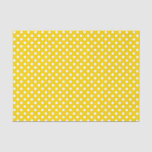 De Seda Bolinhas branca no papel do tecido amarelo do Ouro