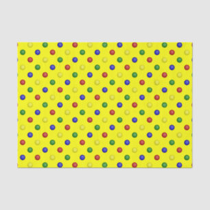 De Seda Bolinhas primárias, PAPEL WRAP TISSUE amarelo