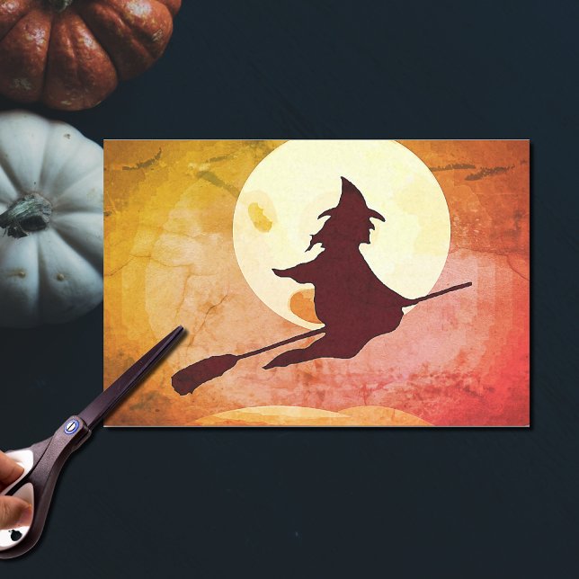 De Seda Bruxa Voadora com cheio Lua n.o 2 Papel Tecido (Criador carregado)