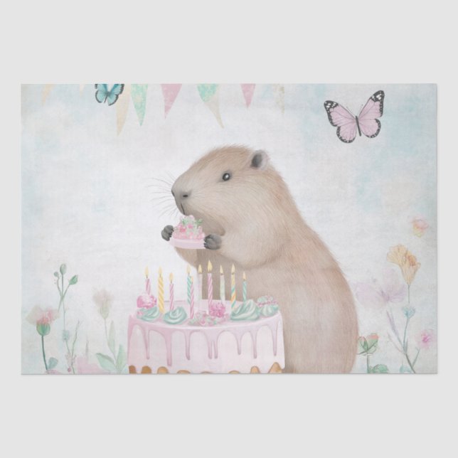 De Seda Capybara Cakefest Kids Party Decore Papel Tecido (Frente )