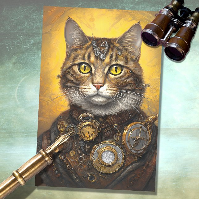 De Seda Cat Steampunk 2 Papel Decoupage (Criador carregado)