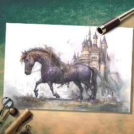 De Seda Cavalo com Papel Decoupage do Castelo Steampunk 2