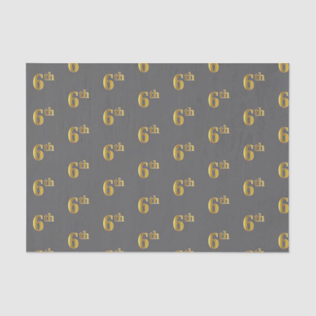 De Seda Cinza, 6 Dourado Faux (Sexto) Papel Tecido para Ev (Frente )