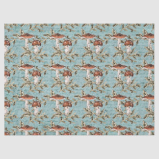 De Seda Cogumelos Woodland em Papel Tecido Teal