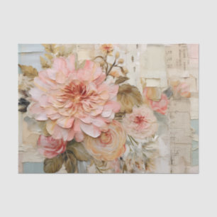 De Seda Colagem Adorável com Flores Pintadas em Papel Rasg