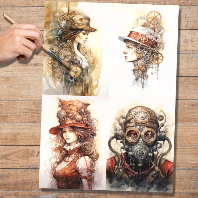 De Seda Colagem Steampunk 1 Papel Decoupage (Criador carregado)