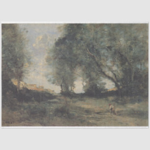De Seda Corot Landscape Decoupage Papel Tecidual