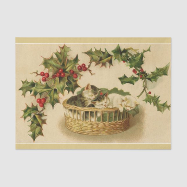 De Seda Cristóvão Natal e Papel Holly Tecido (Frente )