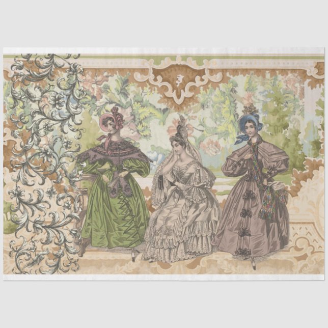 De Seda Damas, Moda e Flores Desfazem Papel Tecido (Frente )