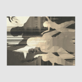 De Seda Dance Girls Sepia Modern Decoupage Papel Tecido