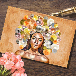 De Seda Dourado Rush Black Girl Decoupage Papel Tecido