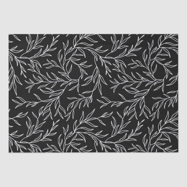 De Seda Elegante deixa papel branco e preto (Frente )