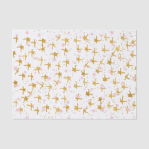 De Seda Estrelas cor-de-rosa e Douradas - Papel Tecidual C