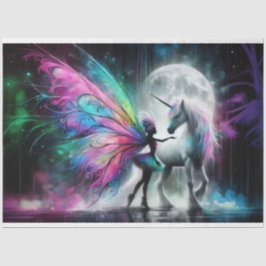 De Seda Fada Lua Silhouette Pegasus Papel Tecido