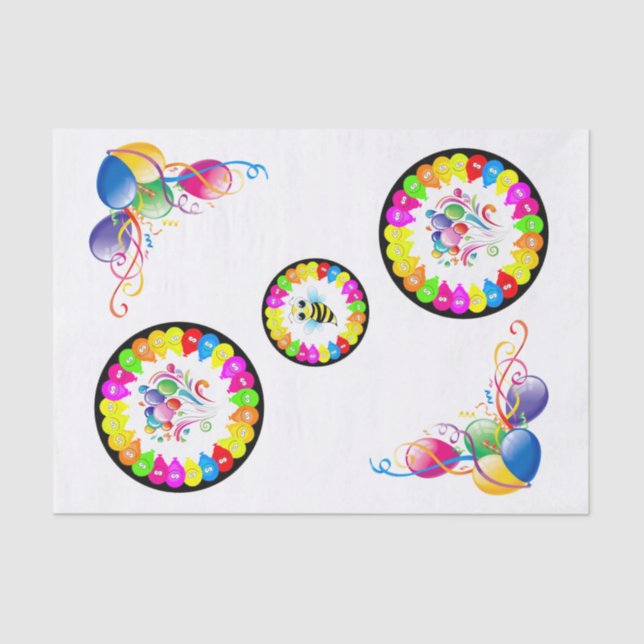 De Seda Feliz Aniversário Papel Tecido Bumblebee (Frente )