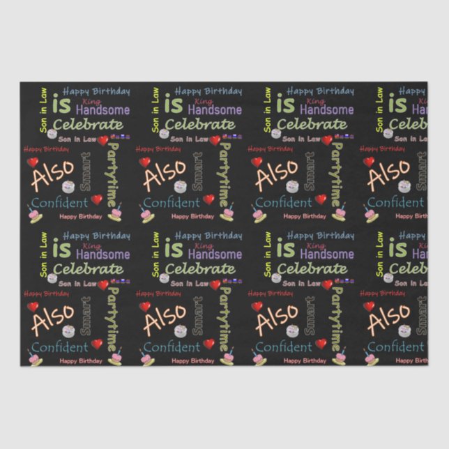 De Seda Feliz Aniversário Papel Tecido Filho da Lei (Frente )